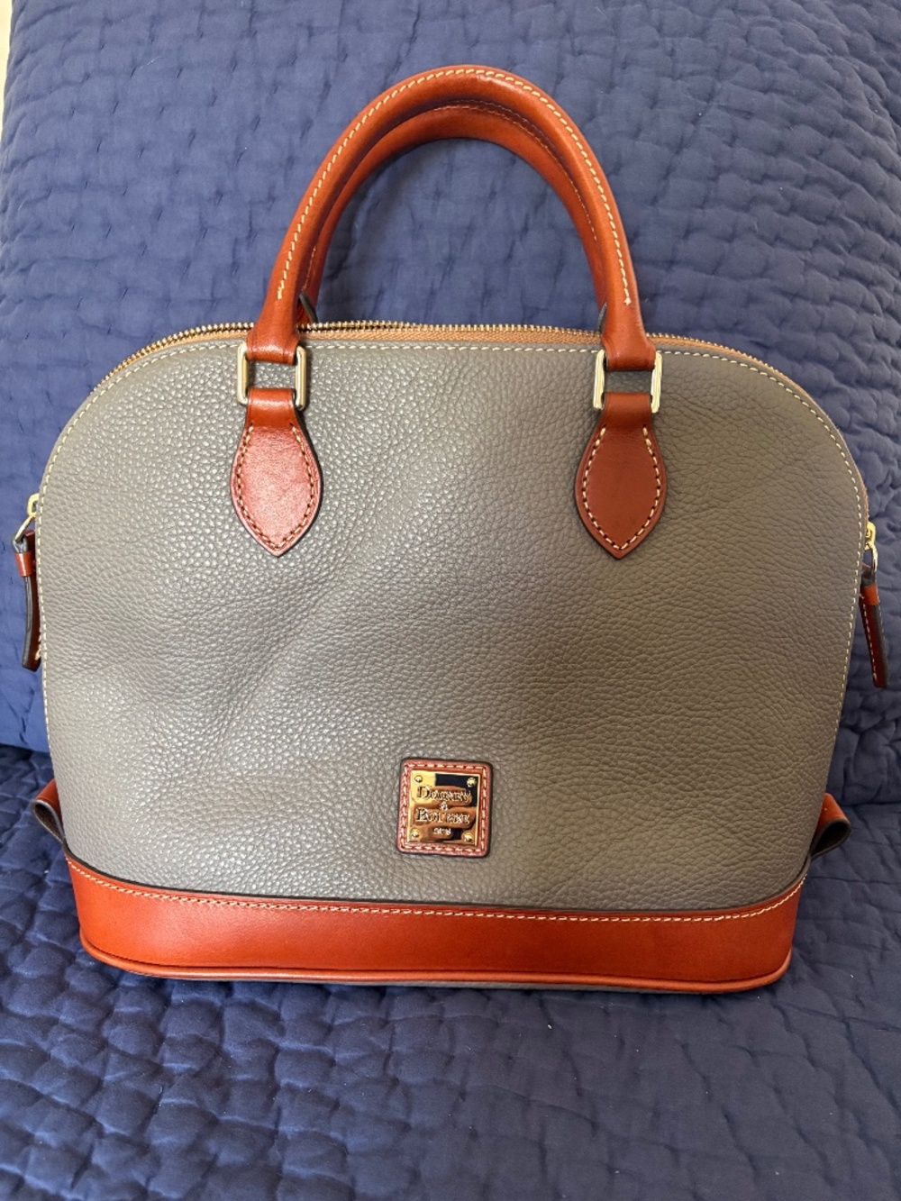 Dooney and Bourke Pebble Leather Zip Zip Satchel in Elephant, 1X Use - Picture 1 of 10